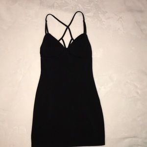 Mini black strap dress